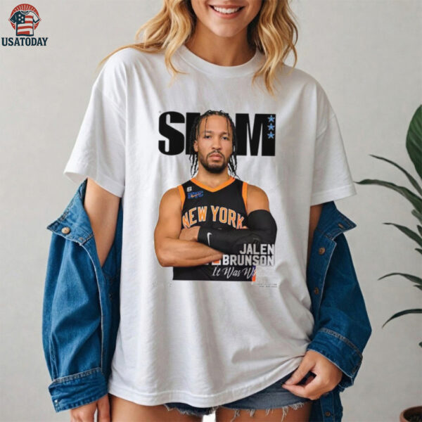Jalen Brunson White New York Knicks SLAM Cover T Shirt
