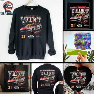 Josh Berry Checkered Flag Sports Black 2025 NASCAR Cup Series Playoffs Ford Motorcraft All In T Shirt