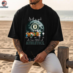 Just a Girl Who Loves Witch and Athletics Oakland A’s Halloween T Shirt