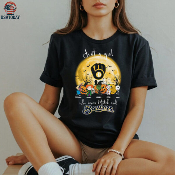 Just a Girl Who Loves Witch and Brewers Halloween T Shirt