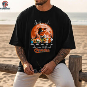 Just a Girl Who Loves Witch and Orioles   Halloween T Shirt