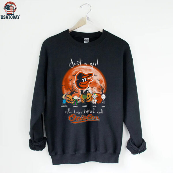 Just a Girl Who Loves Witch and Orioles   Halloween T Shirt