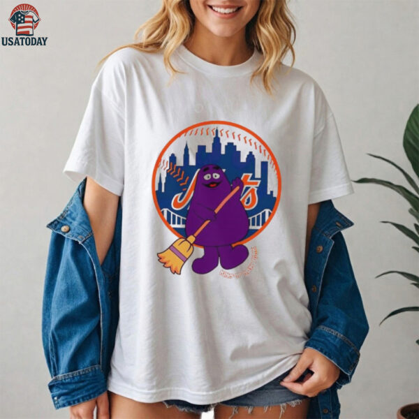 King of New York Mets Grimace holding broom logo shirt