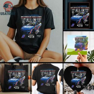 Kyle Larson Checkered Flag Sports Black 2025 NASCAR Cup Series Playoffs HendrickCars.com All In T Shirt