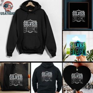 Las Vegas Raiders logo silver and black shirt