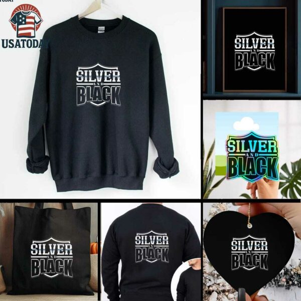 Las Vegas Raiders logo silver and black shirt