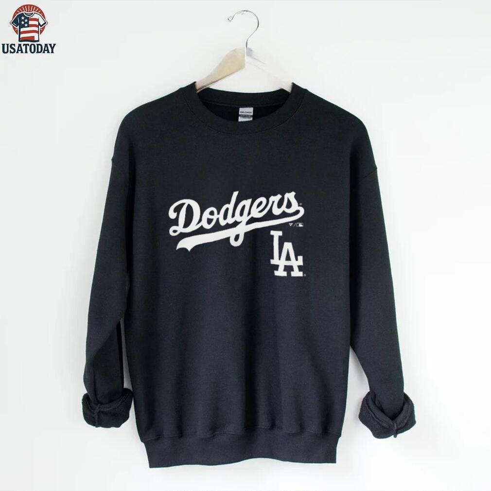 Los Angeles Dodgers Black Team Lockup T Shirt Los Angeles Dodgers Black Team Lockup T Shirt