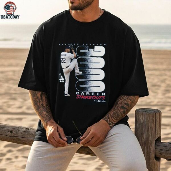 Los Angeles Dodgers Clayton Kershaw 3,000 Career Strikeouts T Shirt