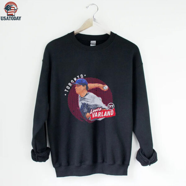 Louie Varland pitching cartoon Toronto Blue Jays shirt
