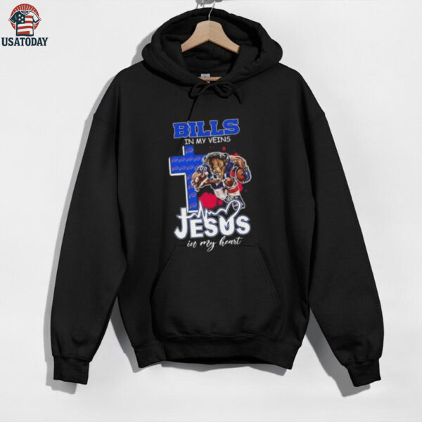 Mascot Buffalo Bills football in my veins Jesus in my heart shirt