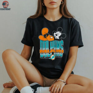 Miami Dolphins Mickey at Quarterback Disney Vintage Football T Shirt