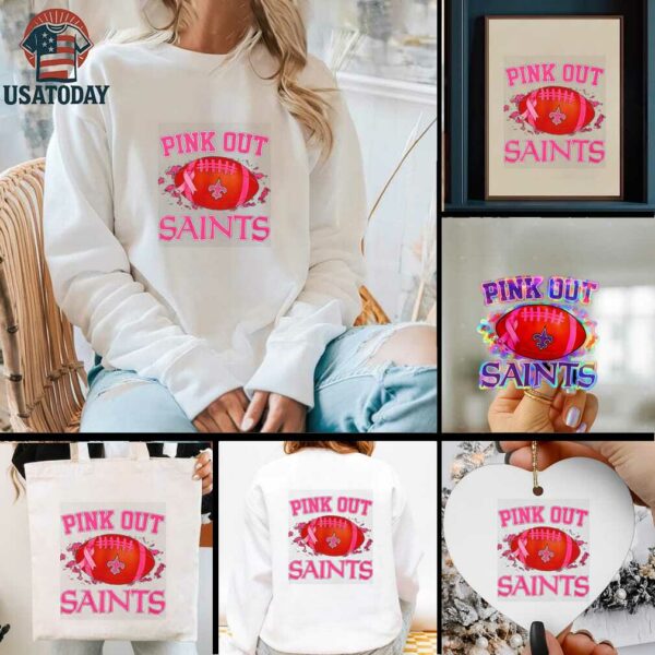 New Orleans Saints pink out ball pink ribbon shirt