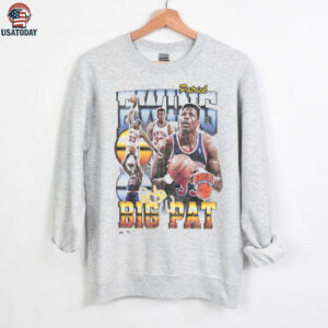 New York Knicks Patrick Ewing Mitchell & Ness White Hardwood Classics Commemorative Player Collage T Shirt