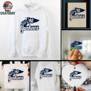 New York Yankees Logo Hand Holding Flag Iconic Baseball shirt