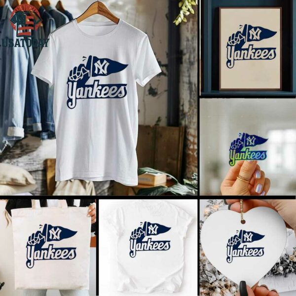 New York Yankees Logo Hand Holding Flag Iconic Baseball shirt