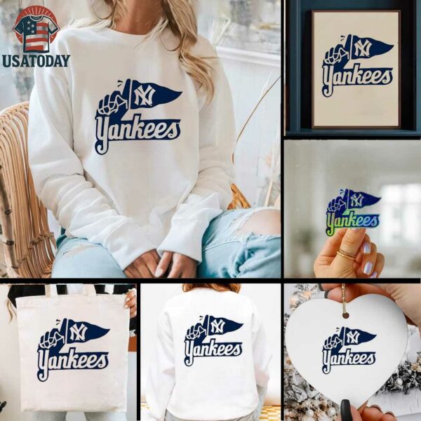 New York Yankees Logo Hand Holding Flag Iconic Baseball shirt