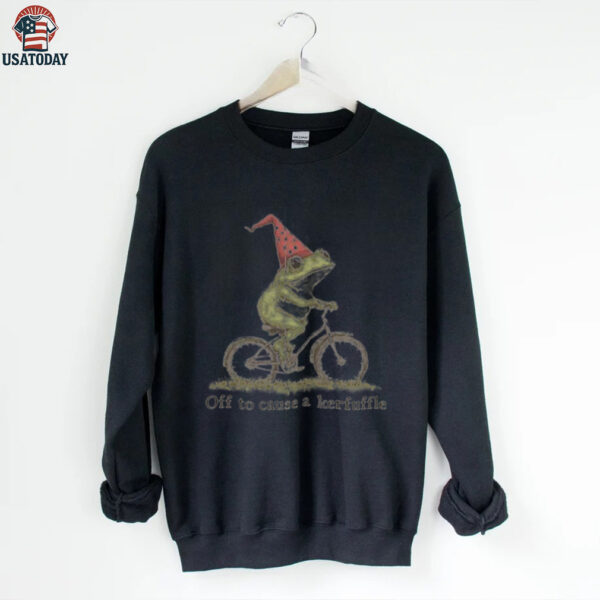 Off to Cause a Kerfuffle Frog T shirt