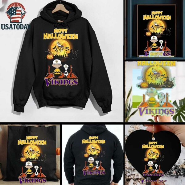 Official Happy Halloween Minnesota Vikings X The Peanuts Snoopy And Charlie Brown Shirt