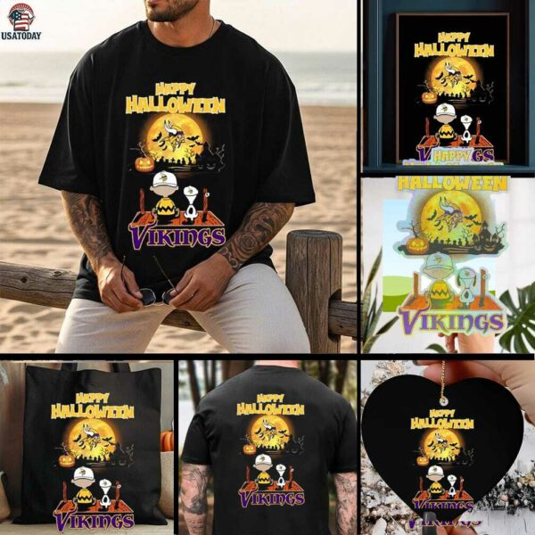 Official Happy Halloween Minnesota Vikings X The Peanuts Snoopy And Charlie Brown Shirt