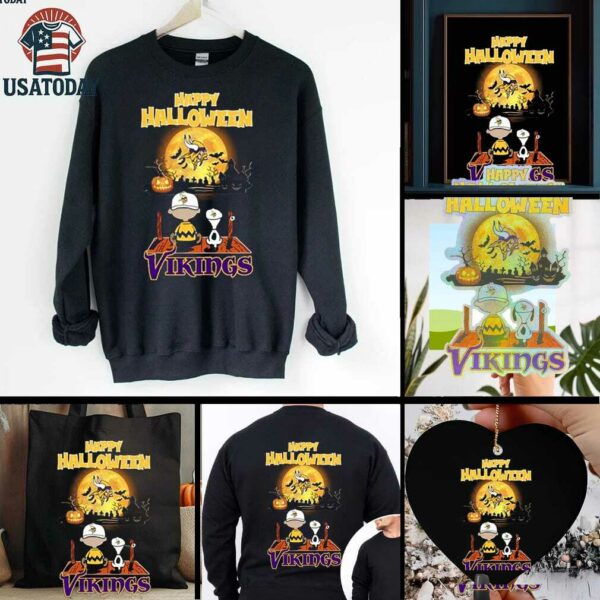 Official Happy Halloween Minnesota Vikings X The Peanuts Snoopy And Charlie Brown Shirt