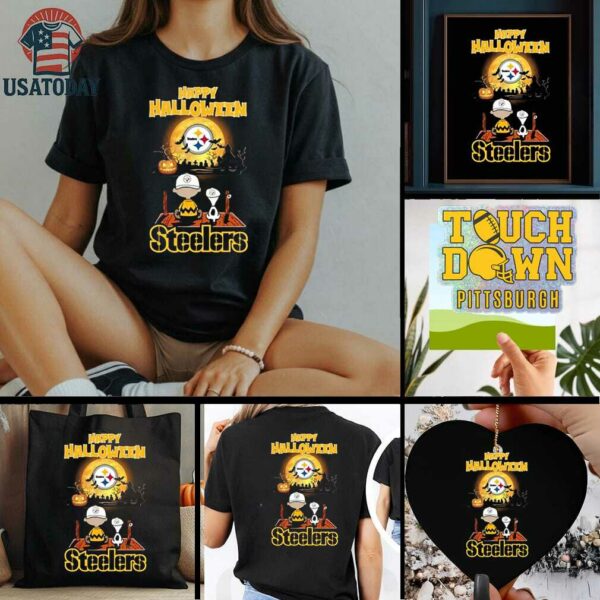 Official Happy Halloween Pittsburgh Steelers X The Peanuts Snoopy And Charlie Brown Shirt