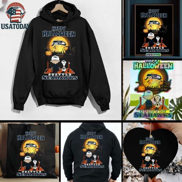 Official Happy Halloween Seattle Seahawks X The Peanuts Snoopy And Charlie Brown Shirt