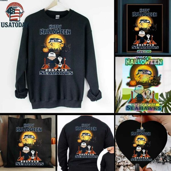 Official Happy Halloween Seattle Seahawks X The Peanuts Snoopy And Charlie Brown Shirt