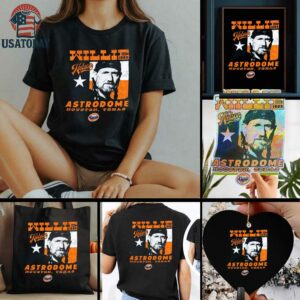 Official Houston Astros MLB Willie Nelson Astrodome 1985 Houston Texas Graphic t shirt