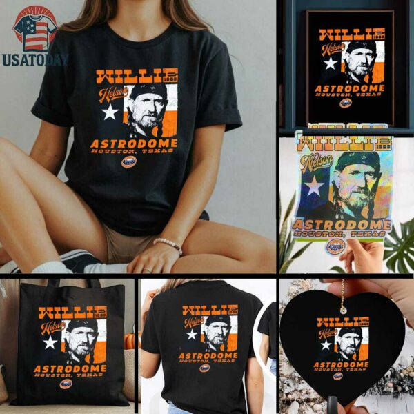Official Houston Astros MLB Willie Nelson Astrodome 1985 Houston Texas Graphic t shirt