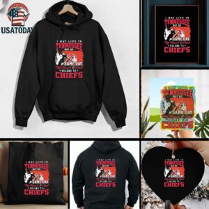Official I May Live In Tennessee But Gameday My Heart And Soul Belong To Kansas City Chiefs Flag Shirt