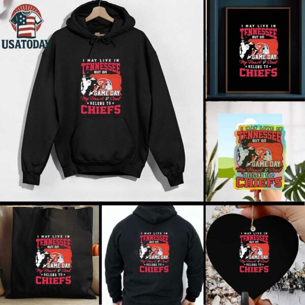 Official I May Live In Tennessee But Gameday My Heart And Soul Belong To Kansas City Chiefs Flag Shirt