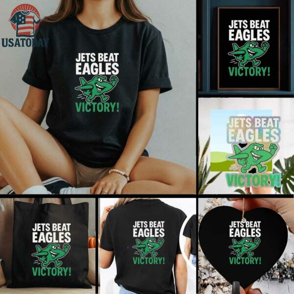 Official NFL 2025 New York Jets Beat Eagles Victory Mascot Shirt