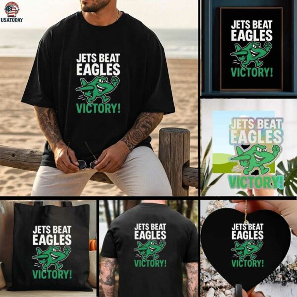 Official NFL 2025 New York Jets Beat Eagles Victory Mascot Shirt