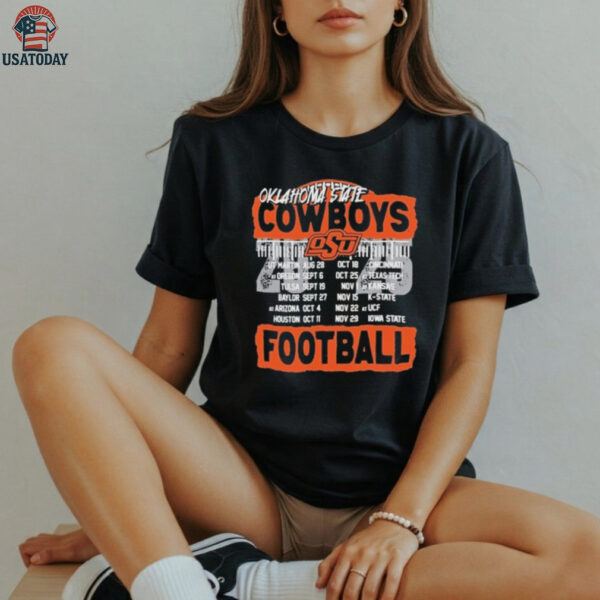 Official Oklahoma State Cowboys 2025 Football Schedule T shirt