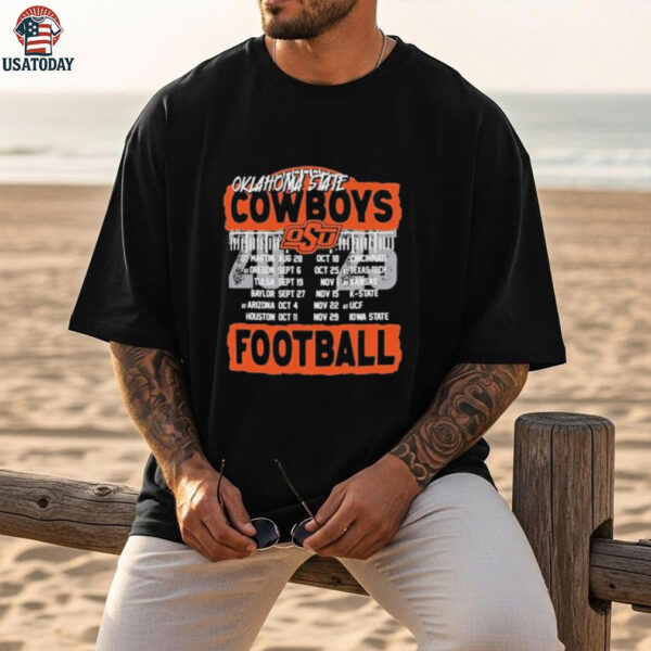 Official Oklahoma State Cowboys 2025 Football Schedule T shirt
