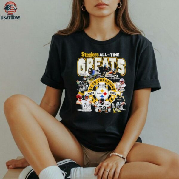 Official Pittsburgh Steelers All Time Greats 6x Sb Champions 1933 2025 Signatures Shirt