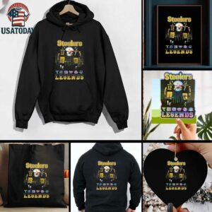 Official Pittsburgh Steelers Bradshaw Roethlisberger Football Legends 2025 Skyline Signatures Shirt