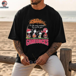 Official The Peanuts Walking X South Carolina Gamecocks It’s The Most Wonderful Time Of The Year Shirt
