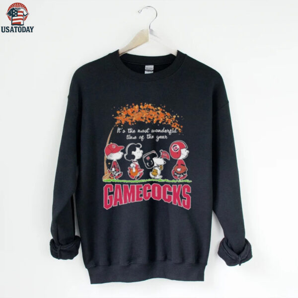 Official The Peanuts Walking X South Carolina Gamecocks It’s The Most Wonderful Time Of The Year Shirt