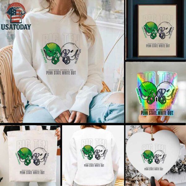 Penn State Dueling Helmet Oregon 2025 White Out T Shirt