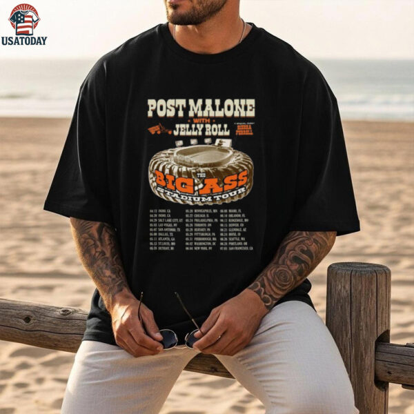 Post Malone Jelly Roll Tour Big Ass Stadium Tour Country Concert T Shirt