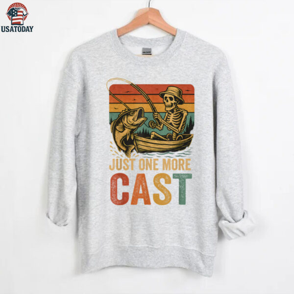 Retro Fishing Skeleton Fish Fisherman Bass Fishing Shirt