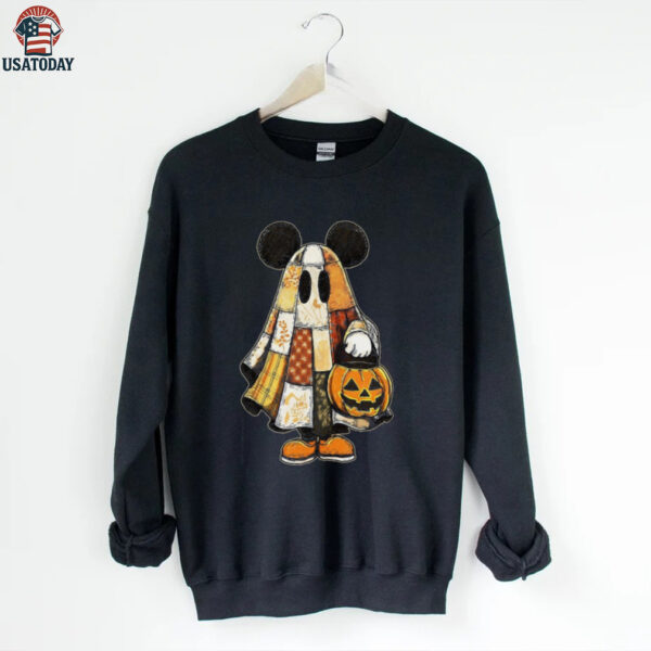 Retro Halloween Floral Cartoon Mouse Couple Shirt