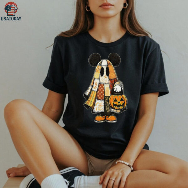 Retro Halloween Floral Cartoon Mouse Couple Shirt