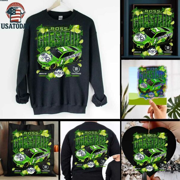 Ross Chastain Trackhouse Racing Team Collection Busch Light Lime Car T Shirt