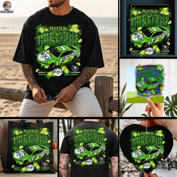 Ross Chastain Trackhouse Racing Team Collection Busch Light Lime Car T Shirt