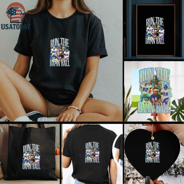 Run The Damn Ball Emmitt Smith Walter Payton Billy Sims Adrian Peterson graphic shirt