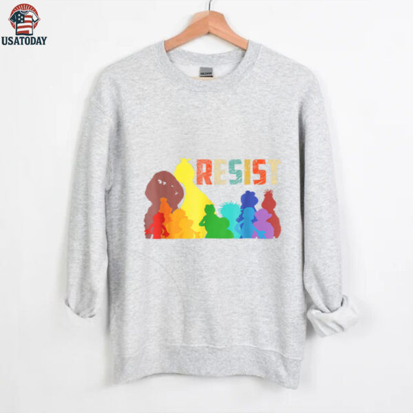 Save P.B.S Resist Rainbow Character Graphic Shirt