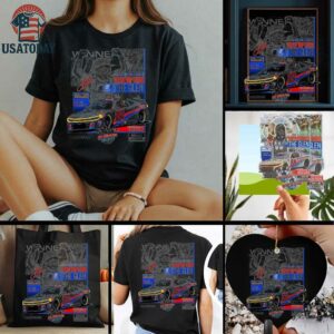 Shane van Gisbergen Checkered Flag Sports Heather Gray 2025 Go Bowling at The Glen Race Winner T Shirt