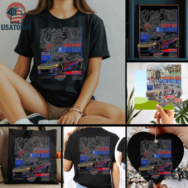 Shane van Gisbergen Checkered Flag Sports Heather Gray 2025 Go Bowling at The Glen Race Winner T Shirt